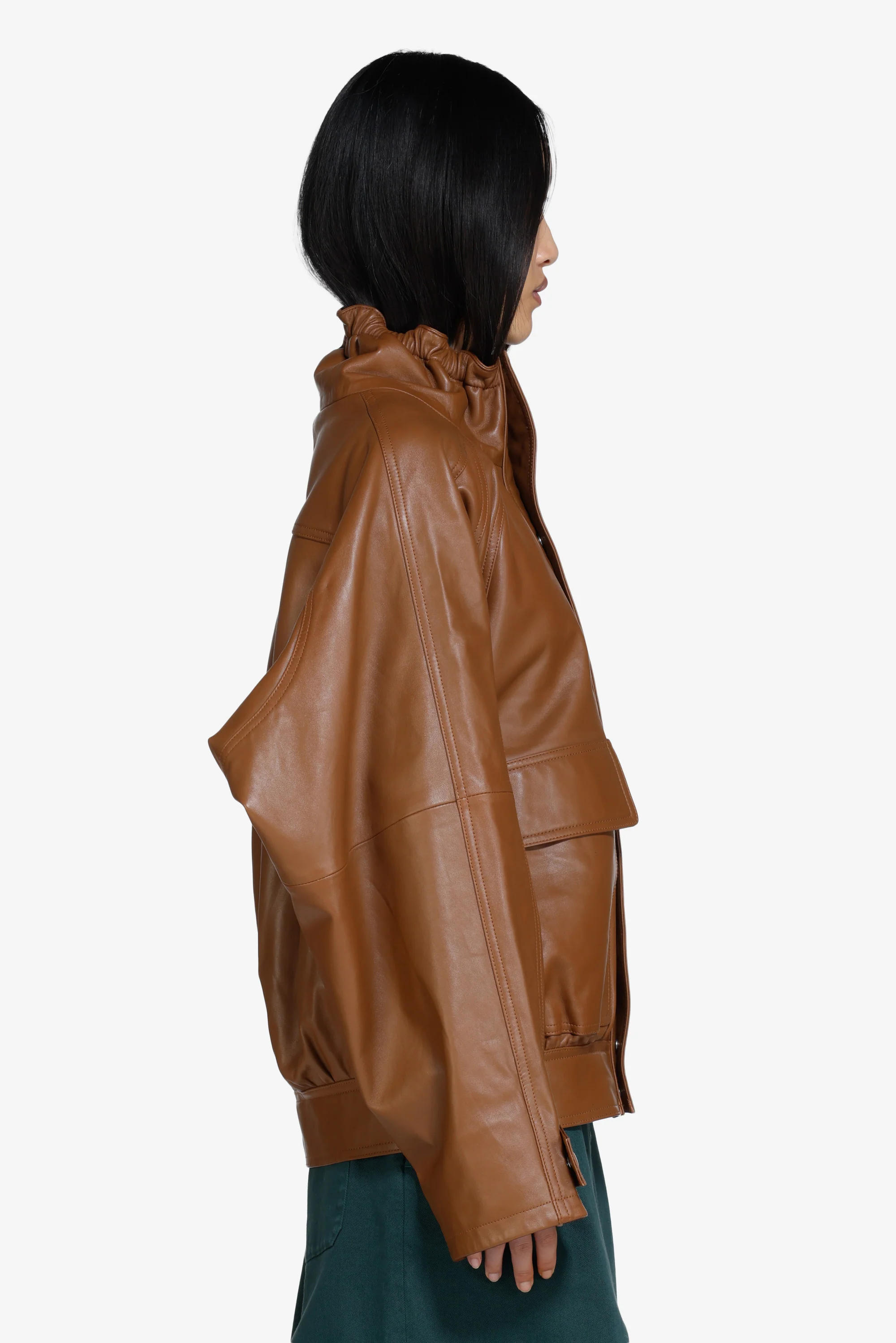 Bomber in pelle con zip - Image 4