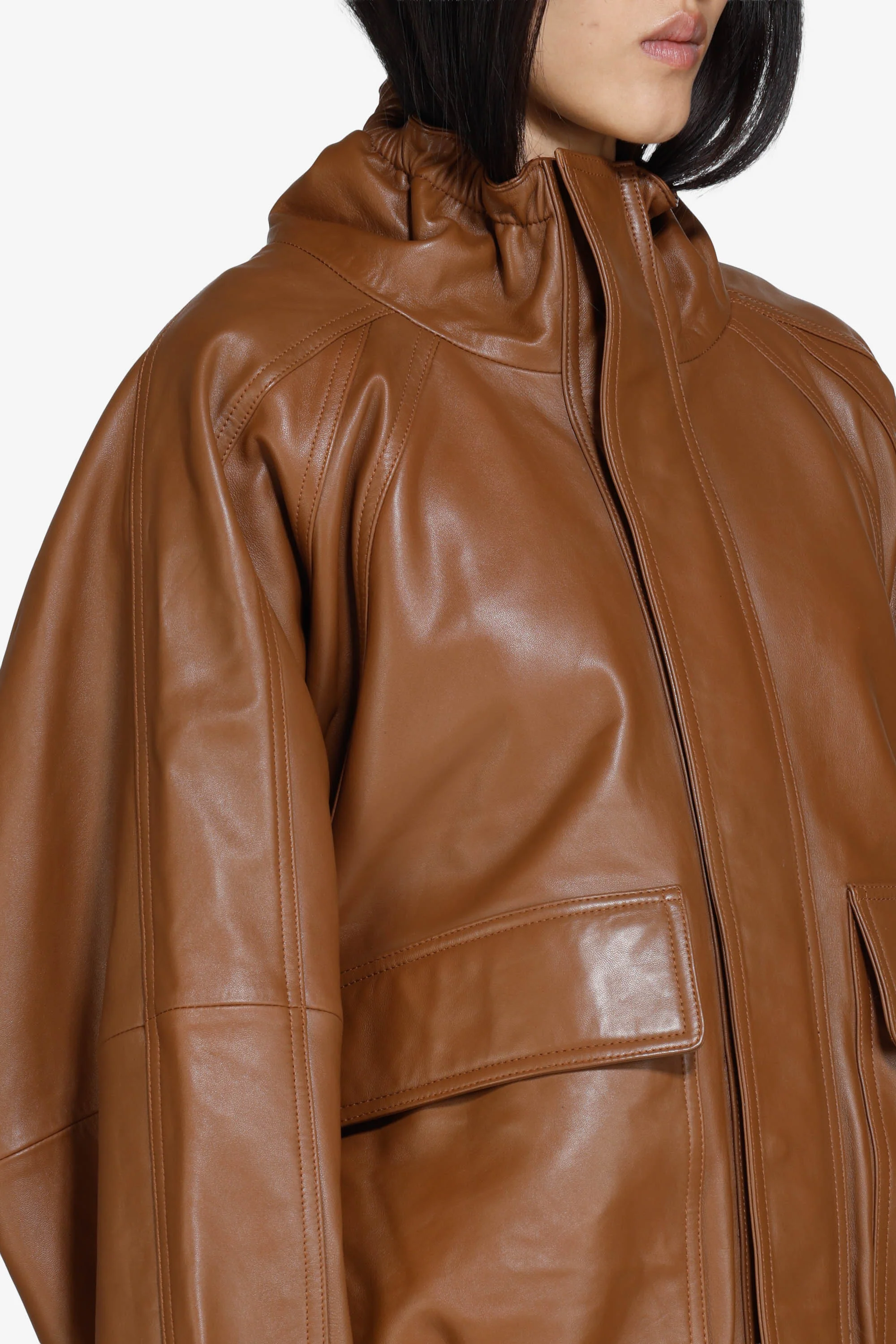 Bomber in pelle con zip - Image 5