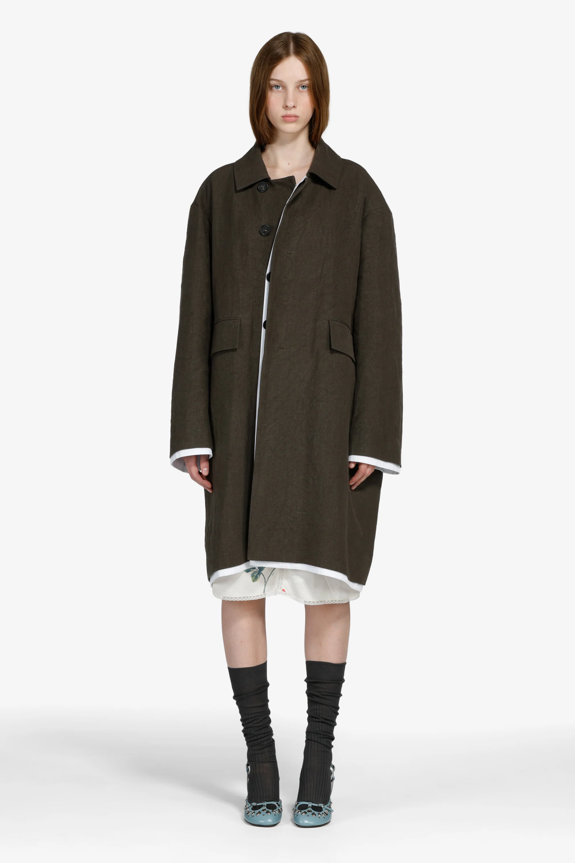 Cappotto monopetto con orlo a contrasto - Image 4