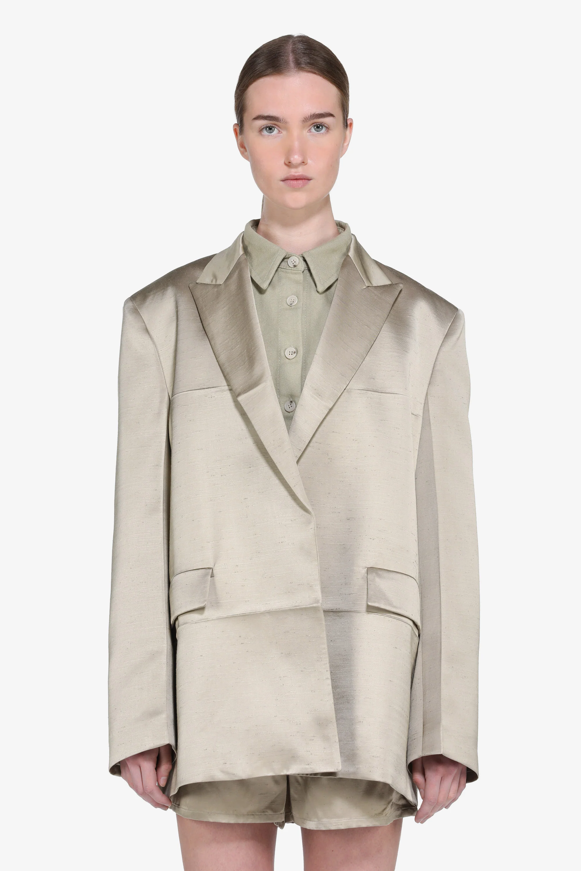 Giacca maschile monopetto in shantung - Image 4