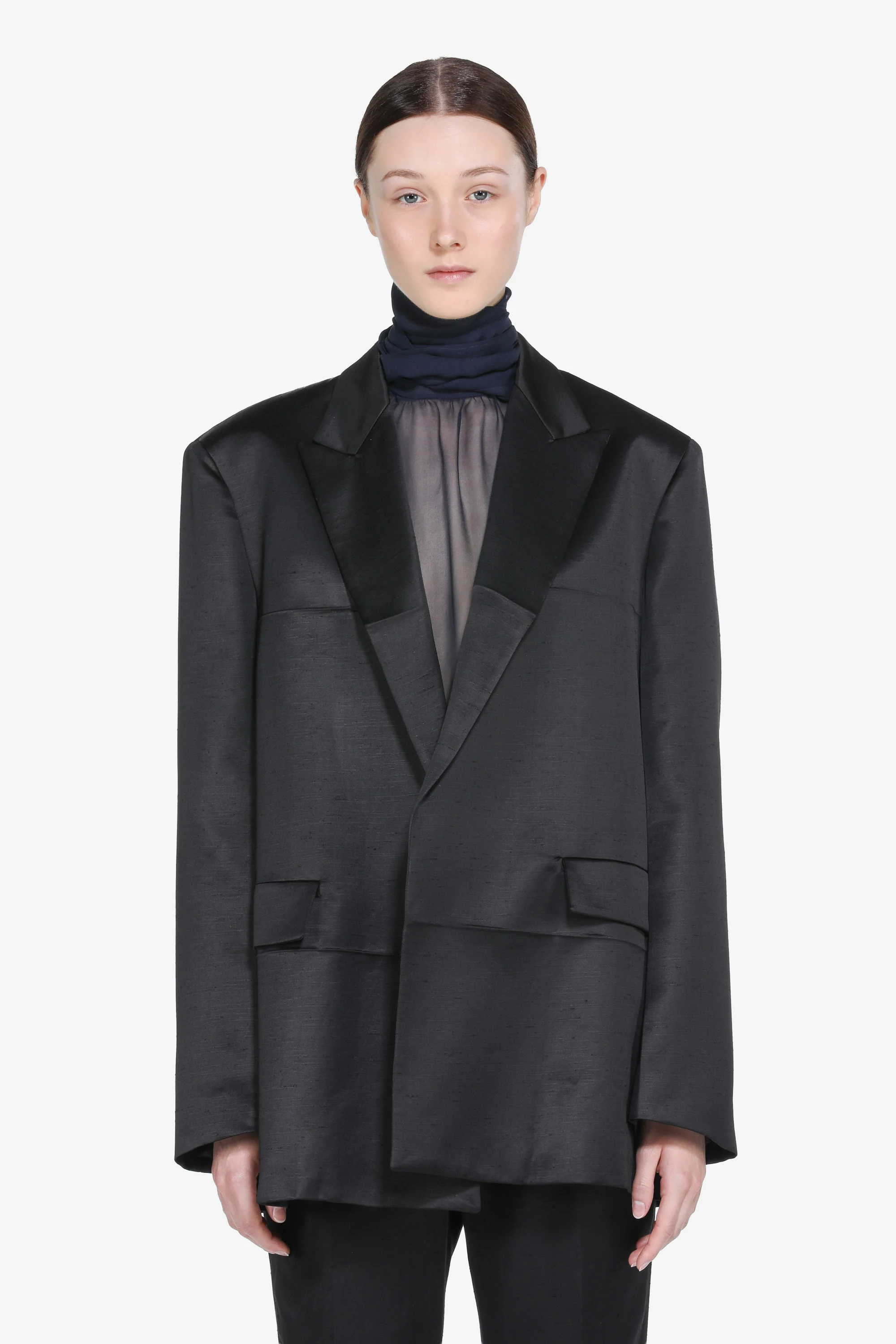 Giacca maschile monopetto in shantung - Image 4
