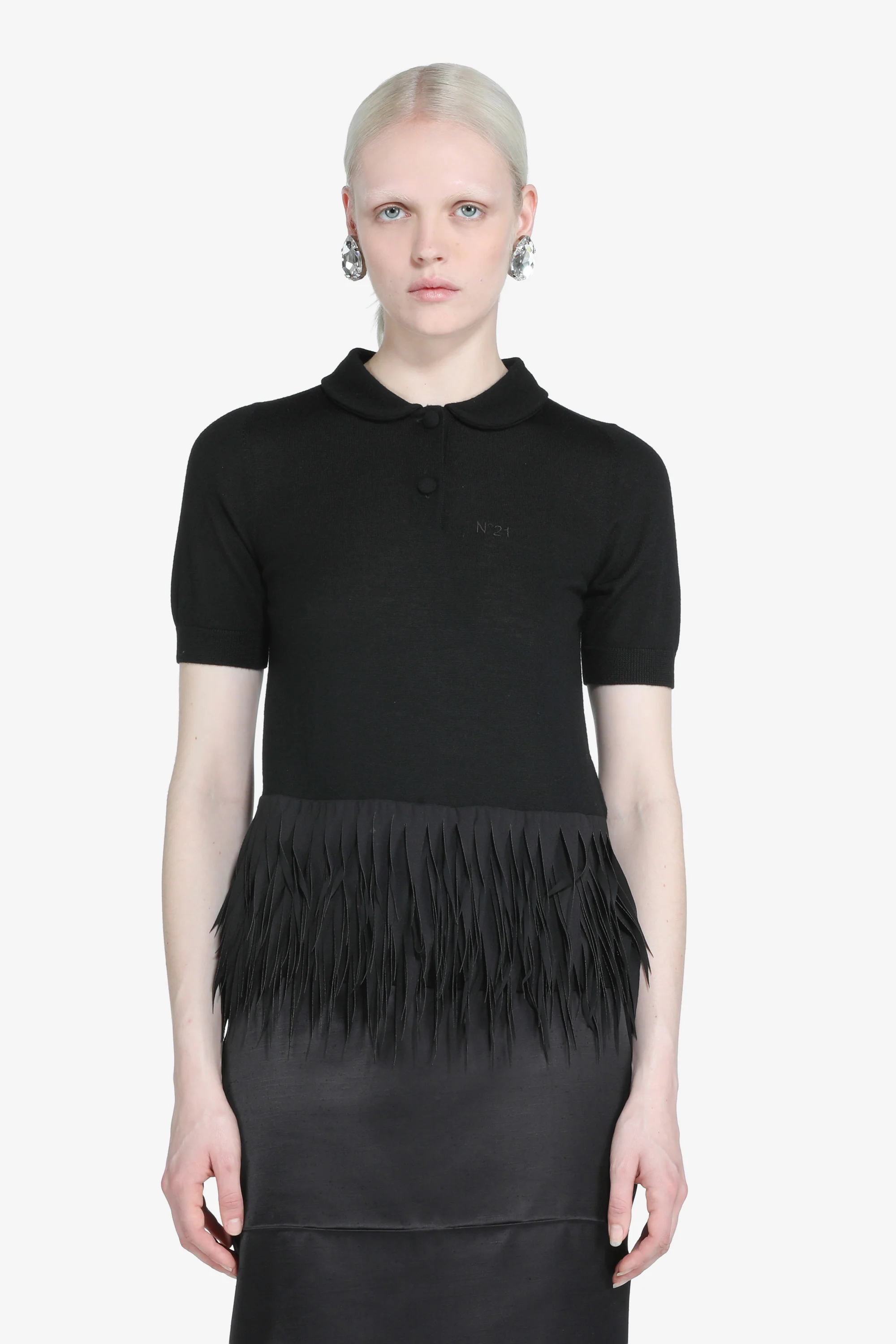 Maglia a polo maniche corte con frange