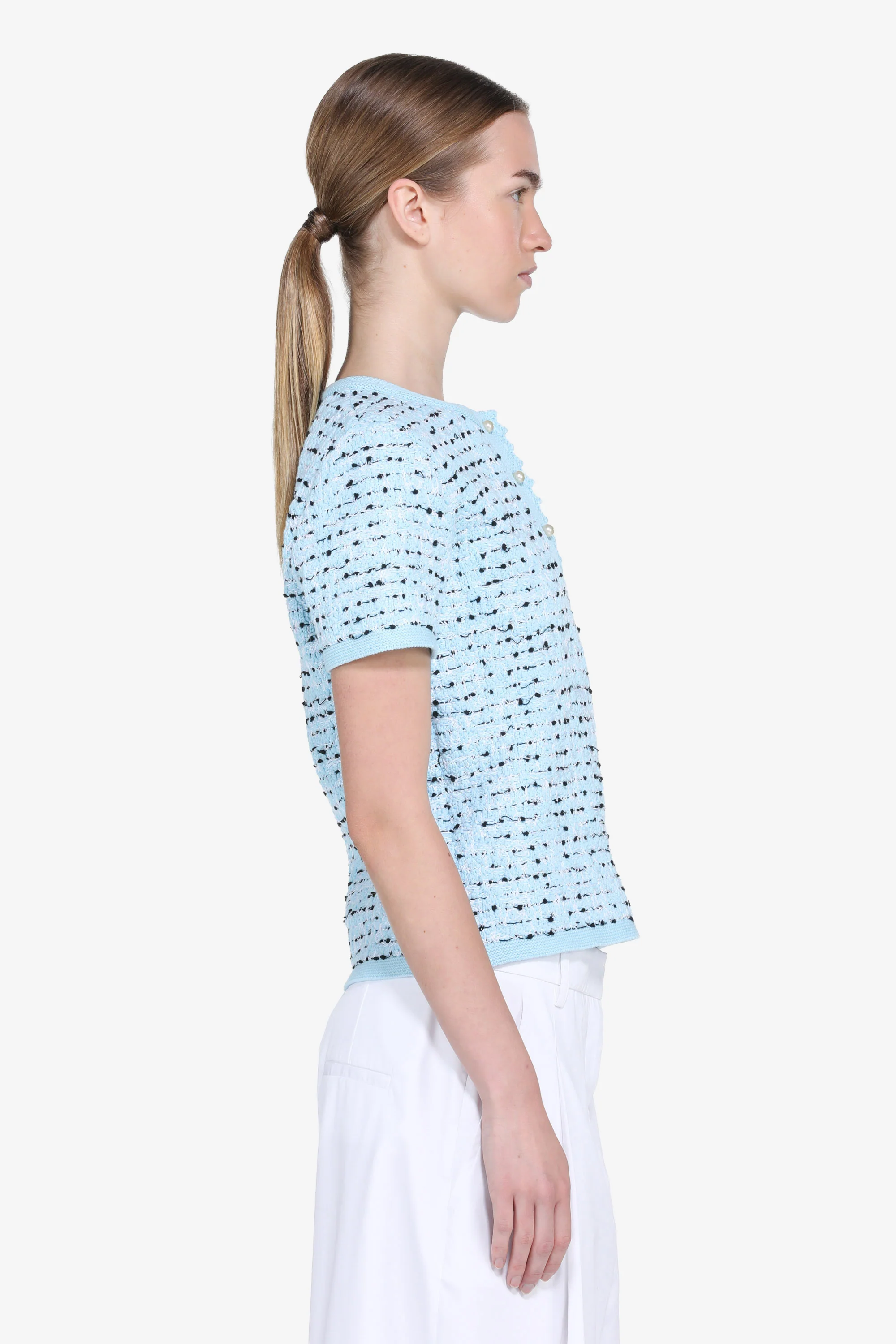 Maglia maniche corte con bottoni perla - Image 4